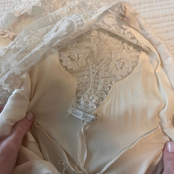 Vintage couture Claire Pettibone wedding dress French silk and beads - Picture 5 of 16